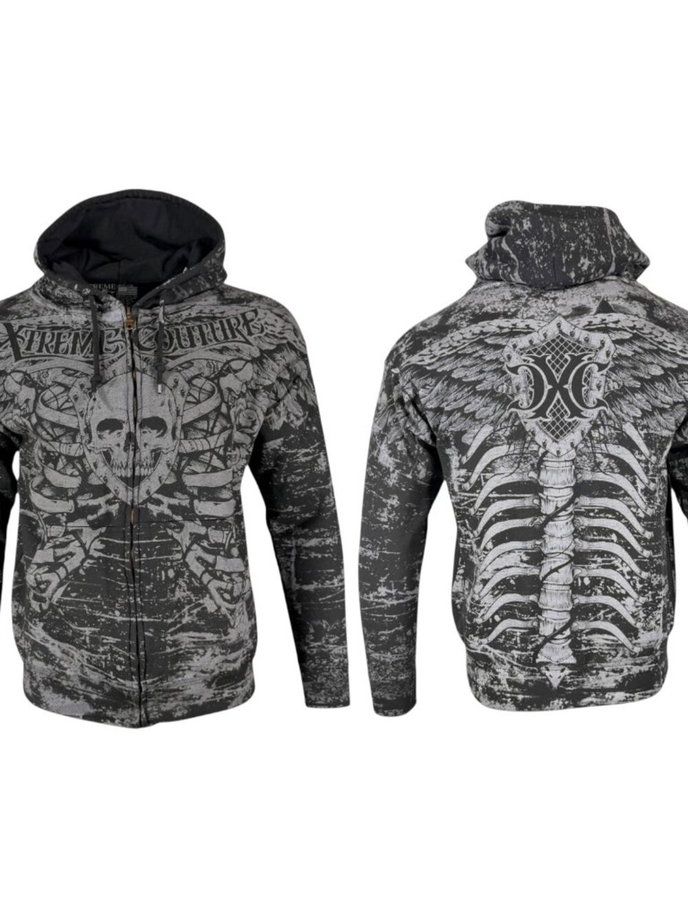 Xtreme Couture by Affliction Men's Zip Up Hoodie Anatomy